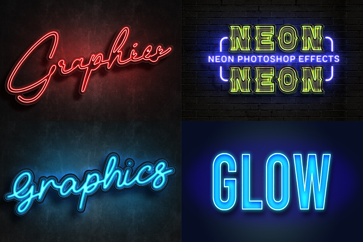 Neon Photoshop Text Effects bundle, an Action Add-On by Chipshpow Graphics (Photo 4 of 6)