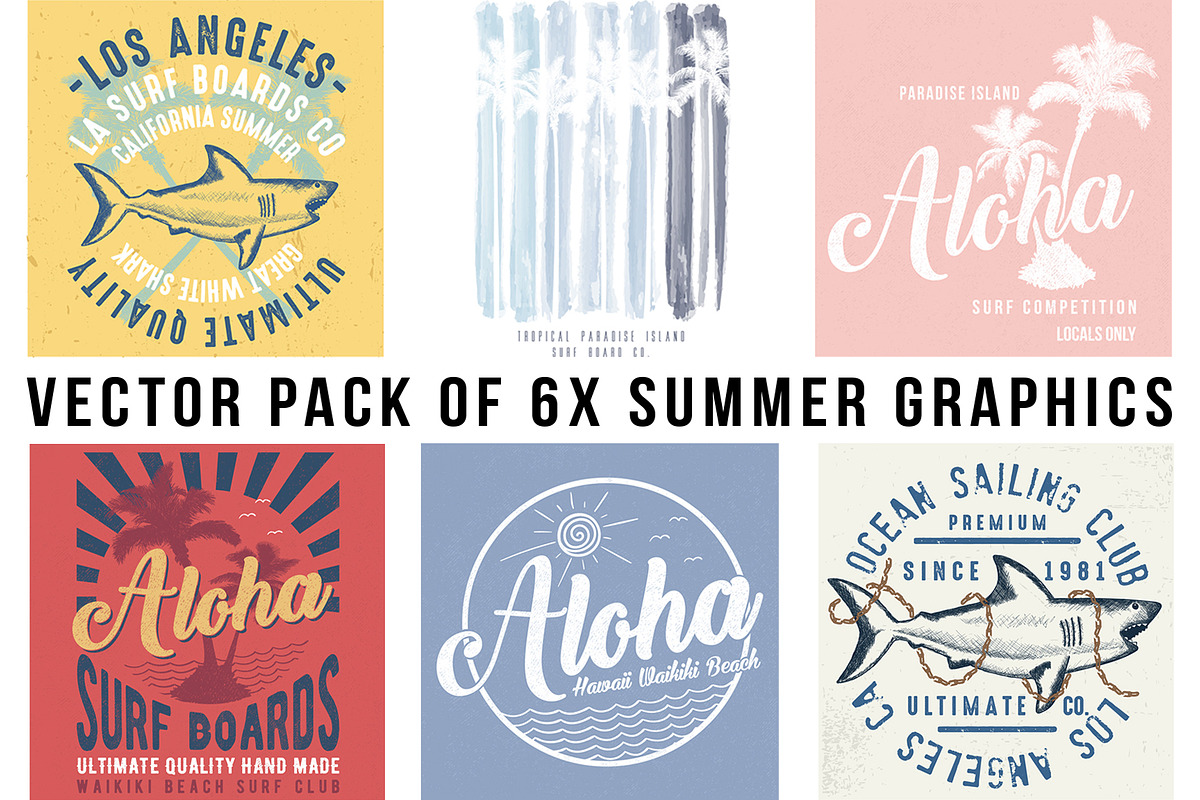 VECTOR SET OF SUMMER GRAPHICS, an Illustration by ulasokuyucu