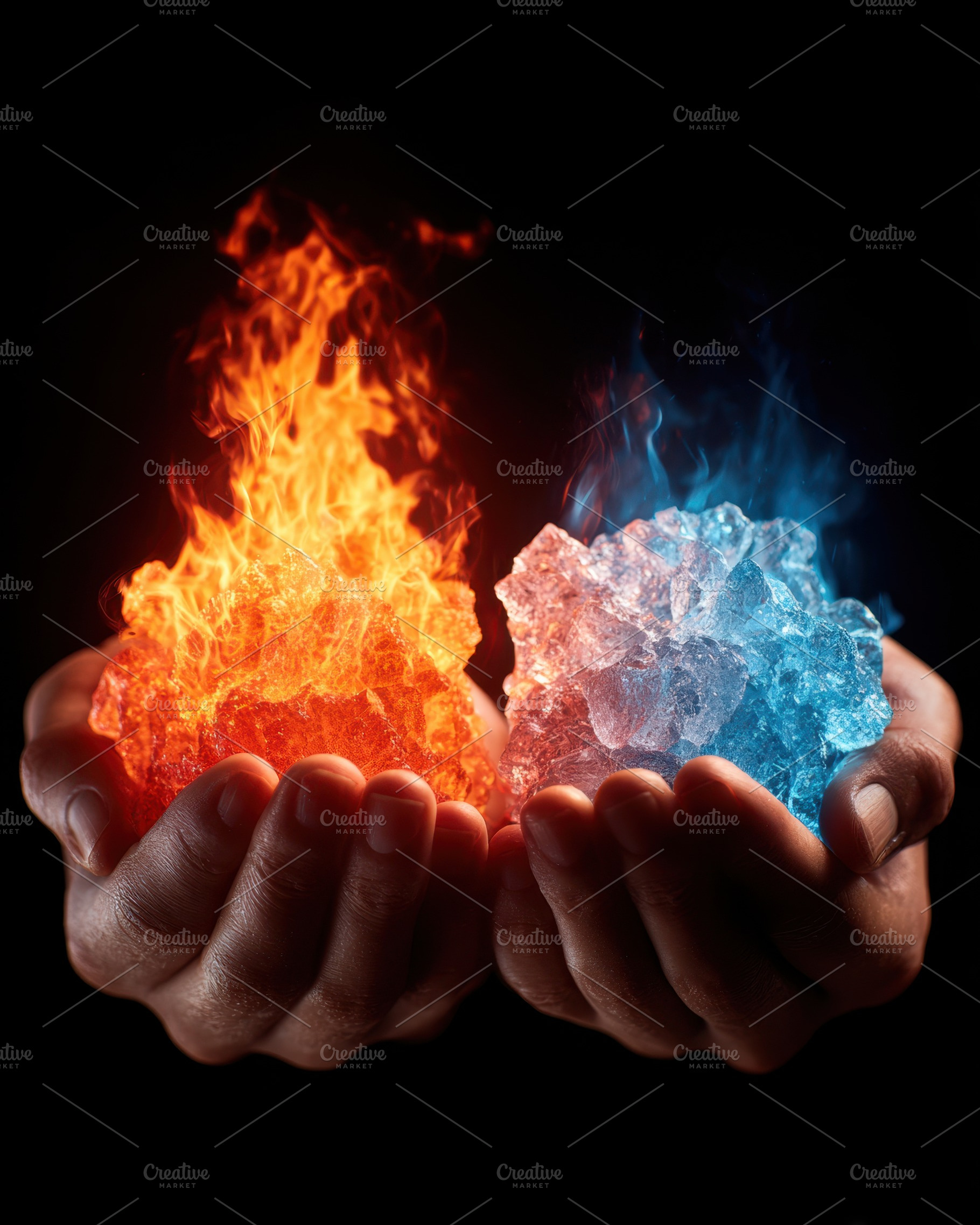 Fire and ice: a visual representation of contrast, an Abstract Photo by AlyaAnd