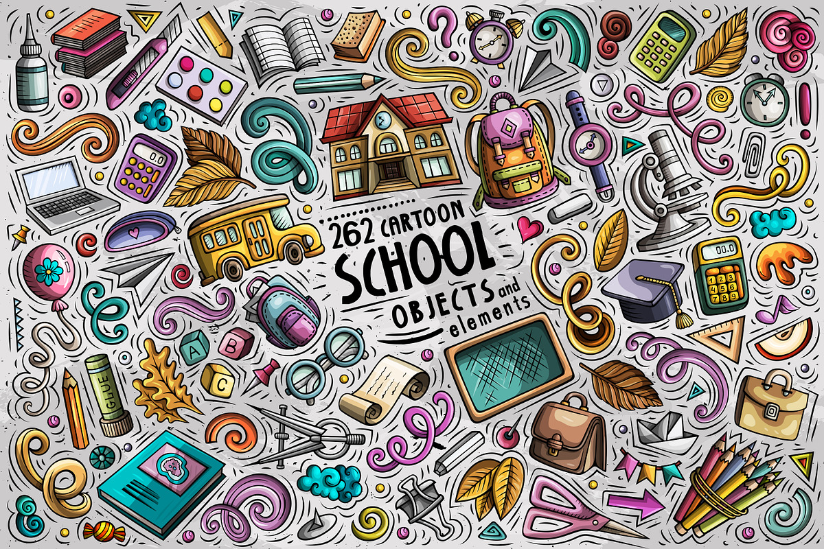 School Cartoon Objects Set, an Object Graphic by BALABOLKA (Photo 1 of 4)