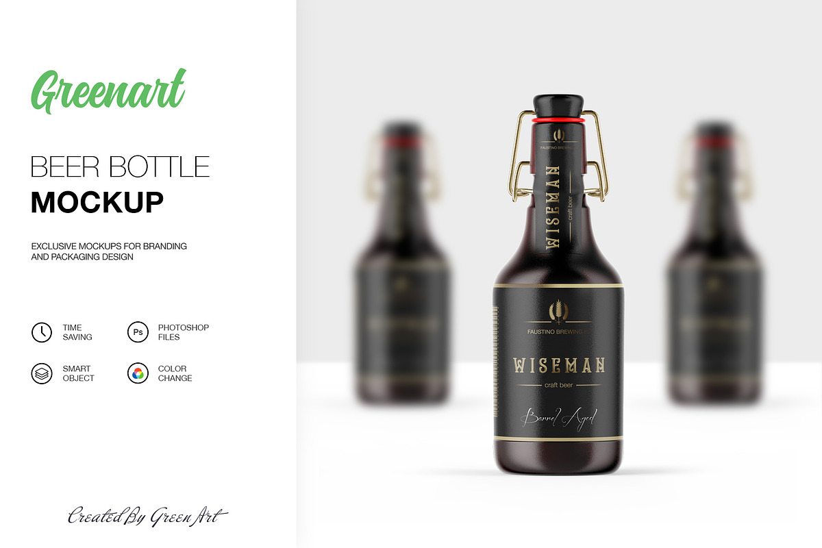 Beer Bottle Mockup, a Product Mockup by Green Art (Photo 1 of 7)