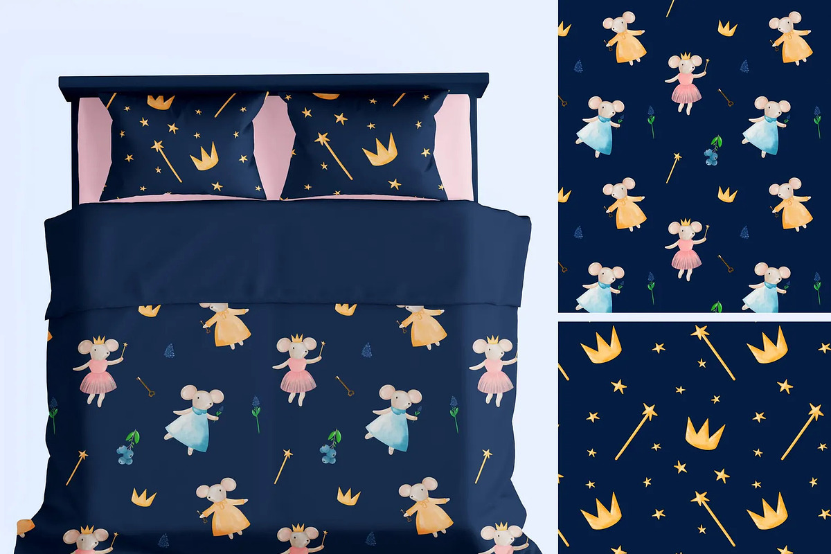 Seamless pattern mouse in watercolor, a Pattern Graphic by Dreamline Desings (Photo 3 of 7)