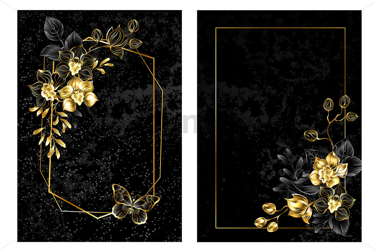 Floral cover with black orchids, an Invitation Template by blackmoon9
