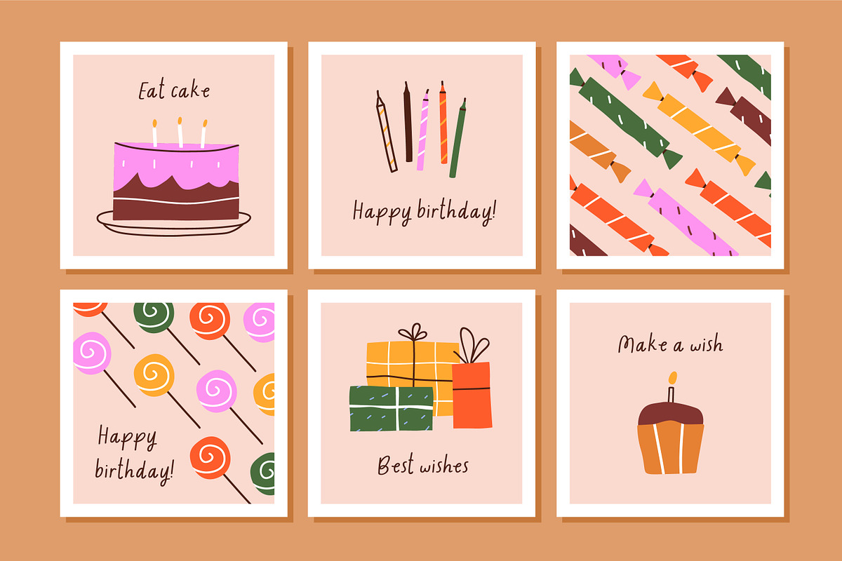 Happy birthday cards designs set, an Object Illustration by Good Studio (Photo 10 of 17)