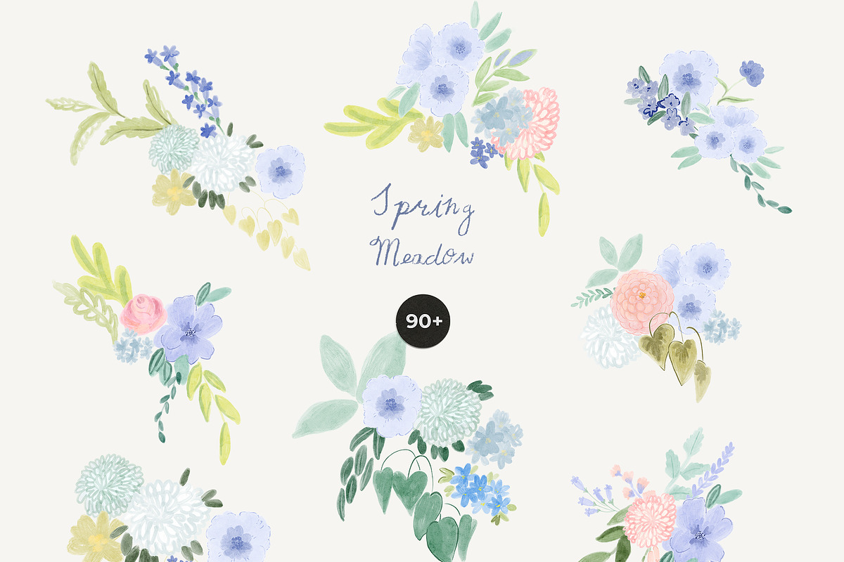 Hand-Painted Spring Floral Meadow, a Decorative Illustration by Lana Elanor (Photo 6 of 16)