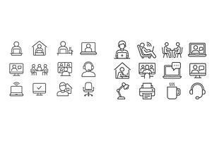 Icons representing remote work, a Person Illustration by ZinetroN