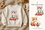 Sweet Meowberry Patterns & Clipart, an Animal Illustration by GoldmoonUA (Thumbnail 3 of 5)