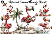 Whimsical Summer Flamingo Clipart, a Seasonal Illustration by CreationArt (Thumbnail 1 of 5)