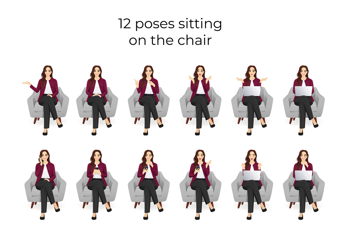 Business Woman Character Pack, a Person Illustration by Volha Hlinskaya (Photo 8 of 11)