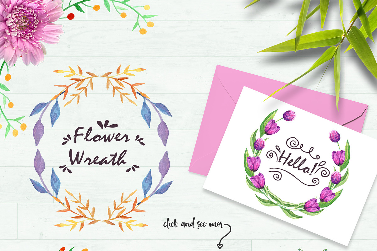 Watercolow rabbit and Floral set, an Animal Illustration by Olesya Agudova (Photo 3 of 7)