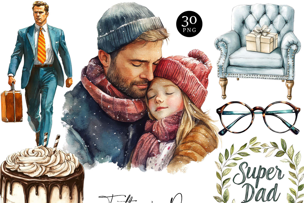 Happy Father's Day Clipart Bundle, a Seasonal Illustration by Design Scotch (Photo 1 of 8)