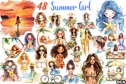 Summer Girl Sublimation Clipart, an Illustration by DreamCafeArt (Thumbnail 1 of 3)