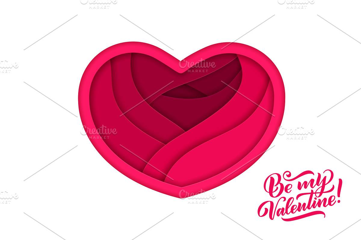 Paper cut Valentine's day heart, a Seasonal Illustration by Vector Tradition