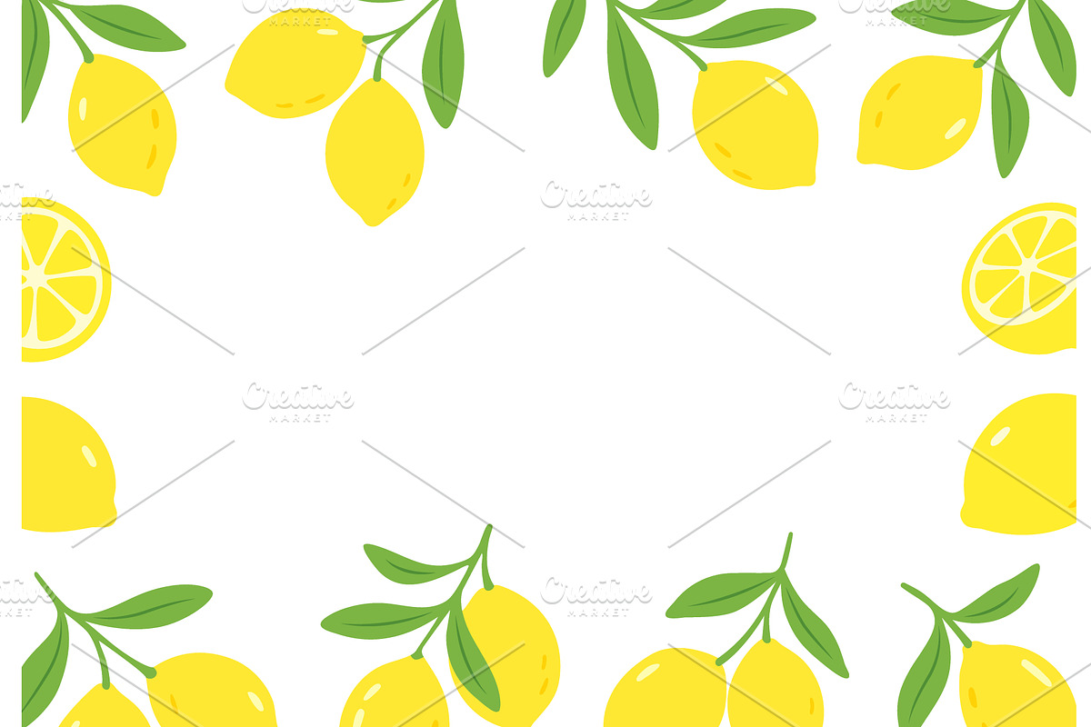 Flat lemon border. Citrus fruits and, a Food Illustration by GraphiShop