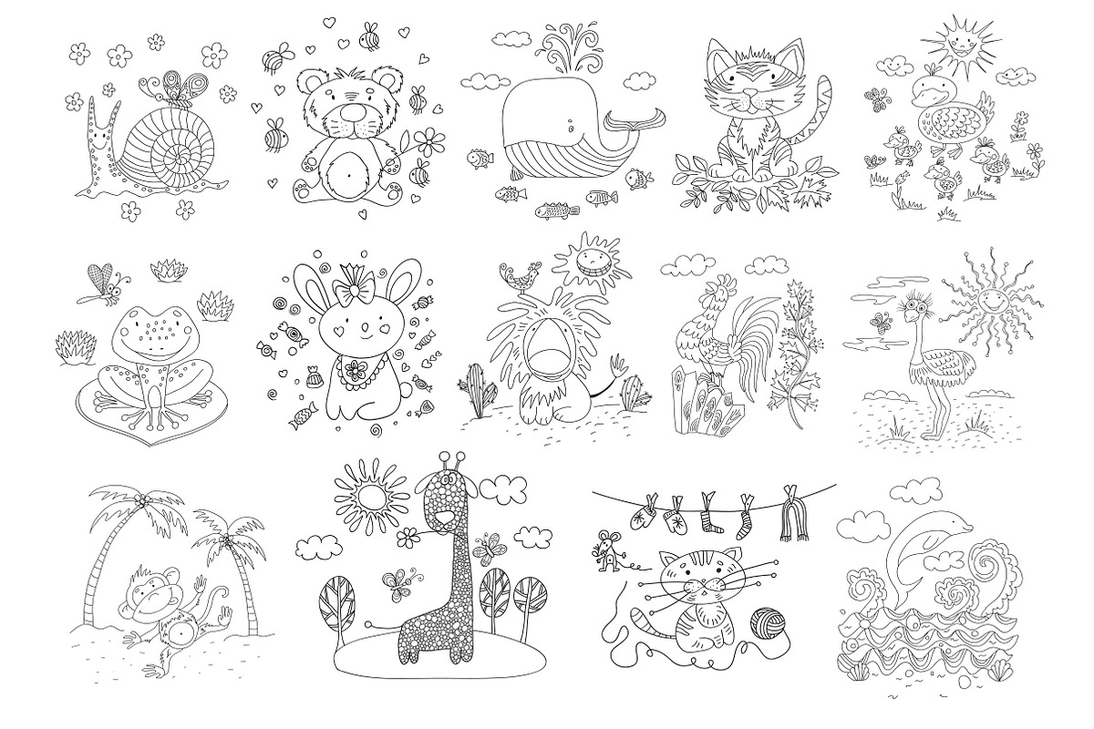 Funny Cartoon Animals Set, an Animal Illustration by Marya Deneko (Photo 4 of 5)