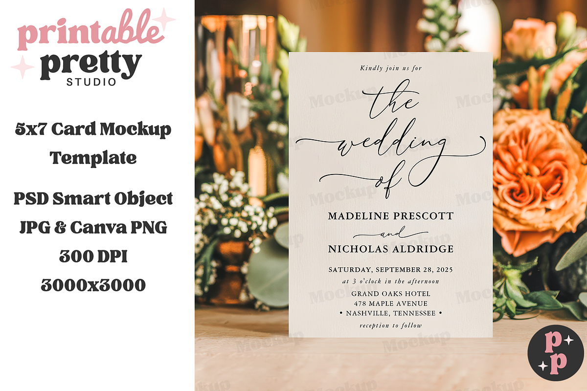Golden Hour Wedding Card Mockup PSD, a Product Mockup by Printable Pretty Studio (Photo 6 of 10)