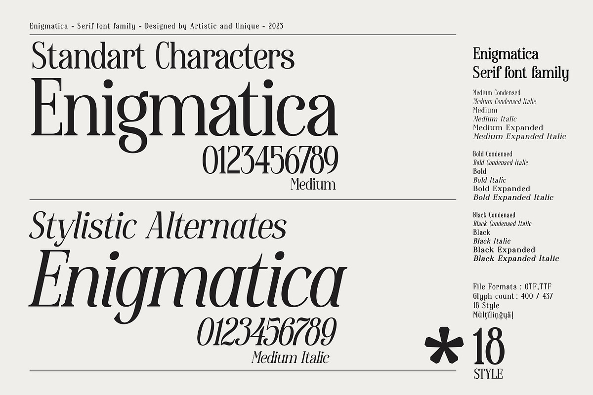 Enigmatica - Serif font family, a Serif Font by Artistic & Unique (Photo 4 of 15)
