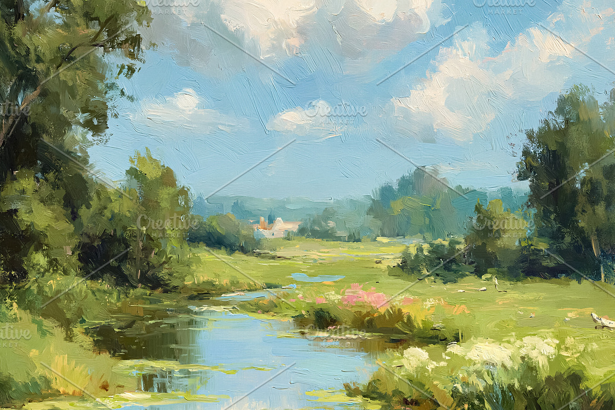 Rural river flowing through a green meadow under a bright blue s, a Photo by Studio ANNA (Photo 2 of 2)