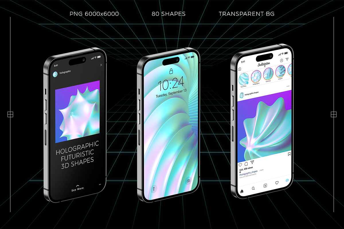 Futuristic holographic 3d shapes, an Object Graphic by Fox's Monday (Photo 3 of 10)