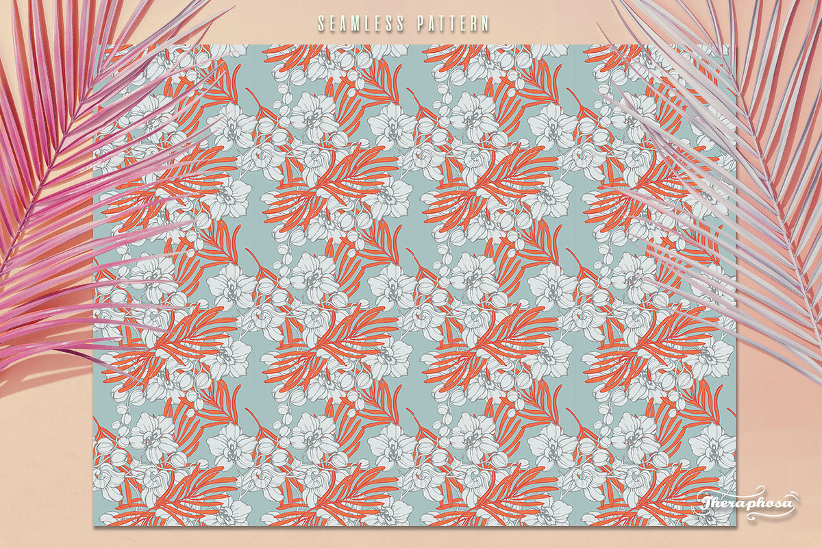 12JPG/EPS Tropical floral pattern, a Pattern Graphic by Theraphosath (Photo 16 of 25)