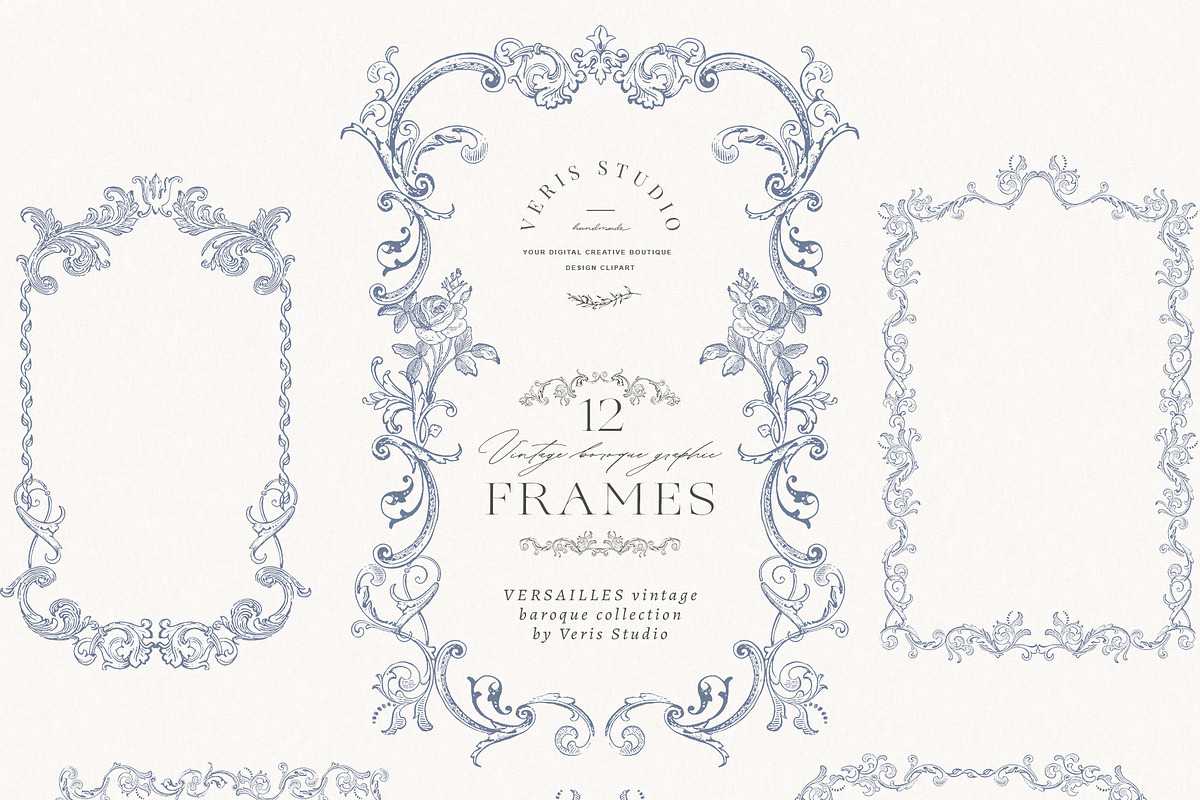 Baroque Vintage Vector Frames Crests, a Decorative Illustration by Veris Studio (Photo 4 of 14)