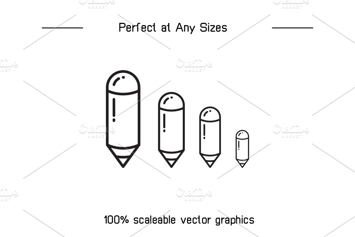 Writing Tools and Pen Icons Set, an Outline Icon by Designfour (Photo 7 of 7)