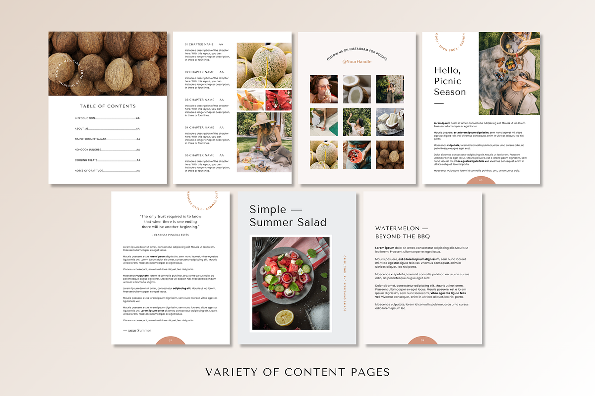 Summer Cookbook Template Canva, a Magazine Template by Erin Cassidy (Photo 4 of 9)