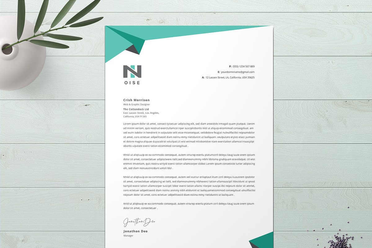 Creative Letterhead Word, a Stationery Template by ResumeDevisers (Photo 4 of 9)