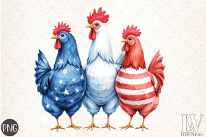 Patriotic USA Chicken PNG, 4th of Ju, an Illustration by Libby Wishes