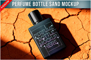 Perfume Bottle In Sand PSD, a Product Mockup by Bruno's Shop