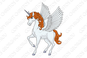 Unicorn Pegasus Wings Horn Horse, an Animal Illustration by Christos Georghiou