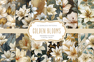 Golden Blooms Seamless Patterns