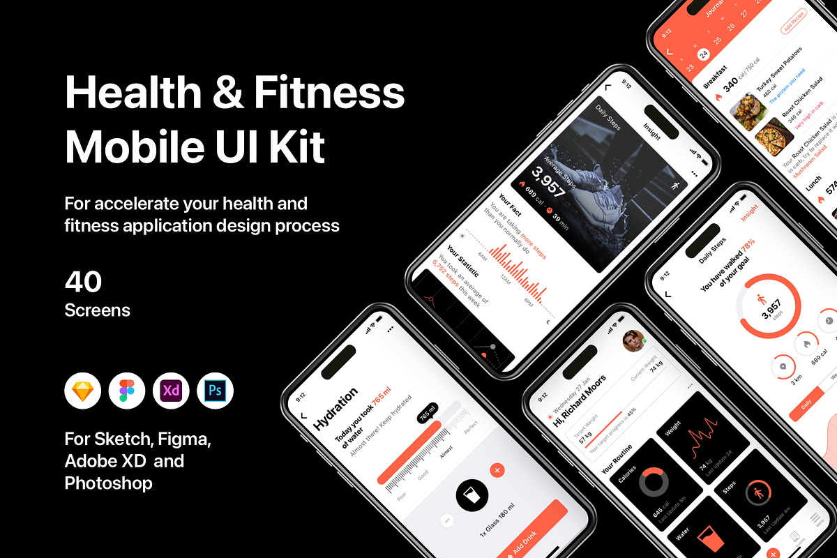 Health & Fitness Mobile UI Kit, an UI Kit Template by flr.24 (Photo 1 of 2)