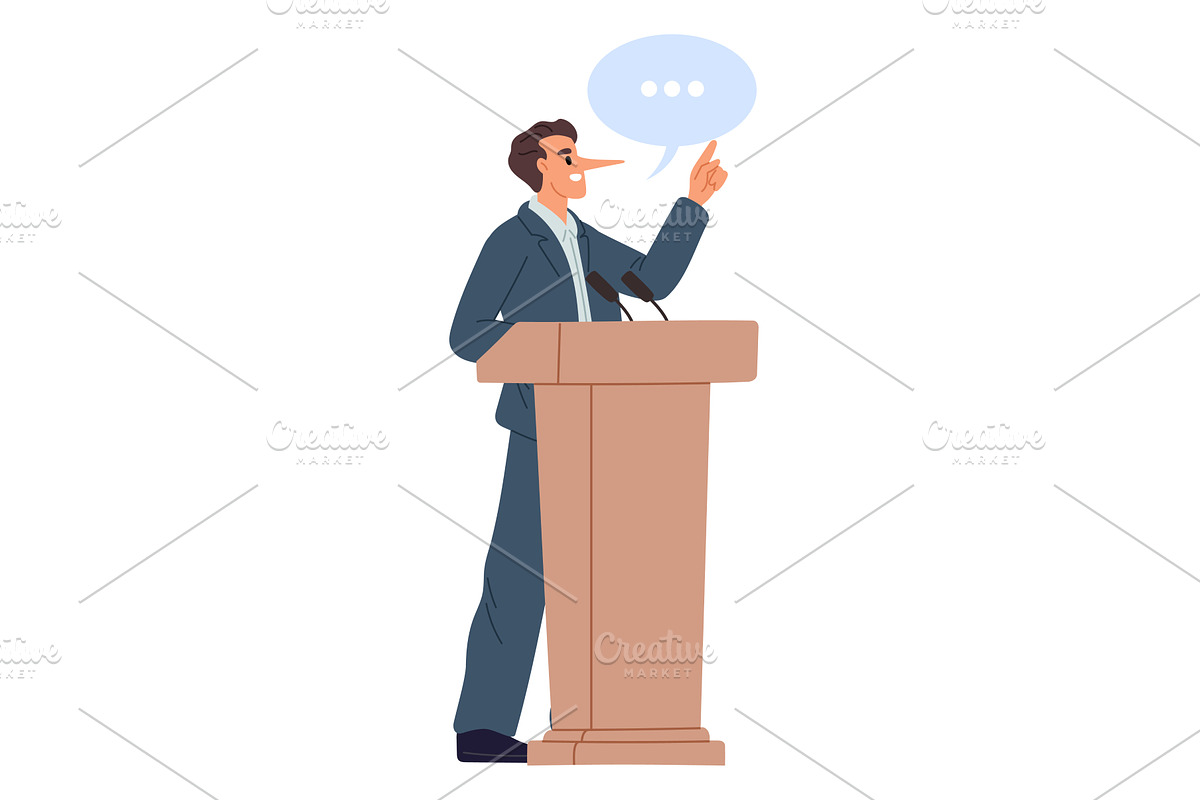 Male politician speaks from podium, a Person Illustration by Vectorbuum