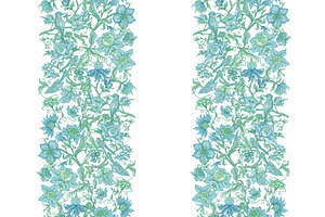 Flowers & Birds Seamless Patterns