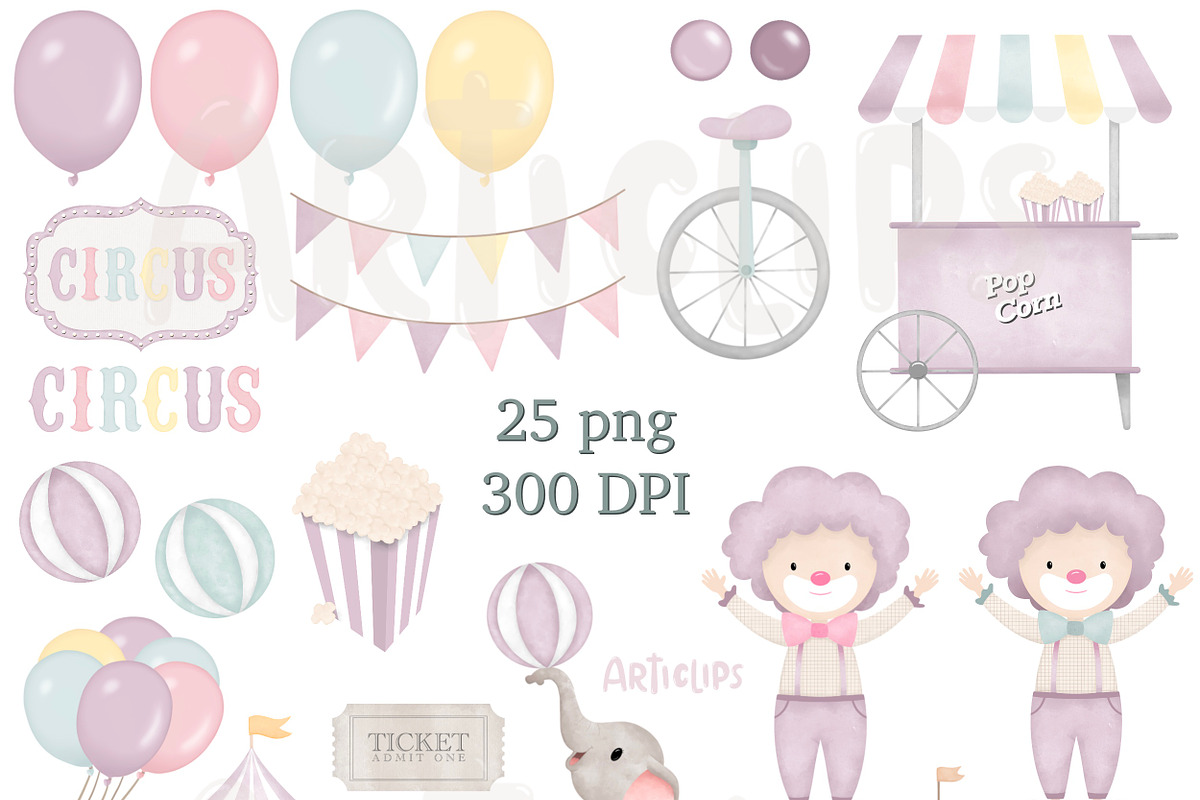 Pastel Circus Clipart, a Decorative Illustration by Articlips (Photo 3 of 3)