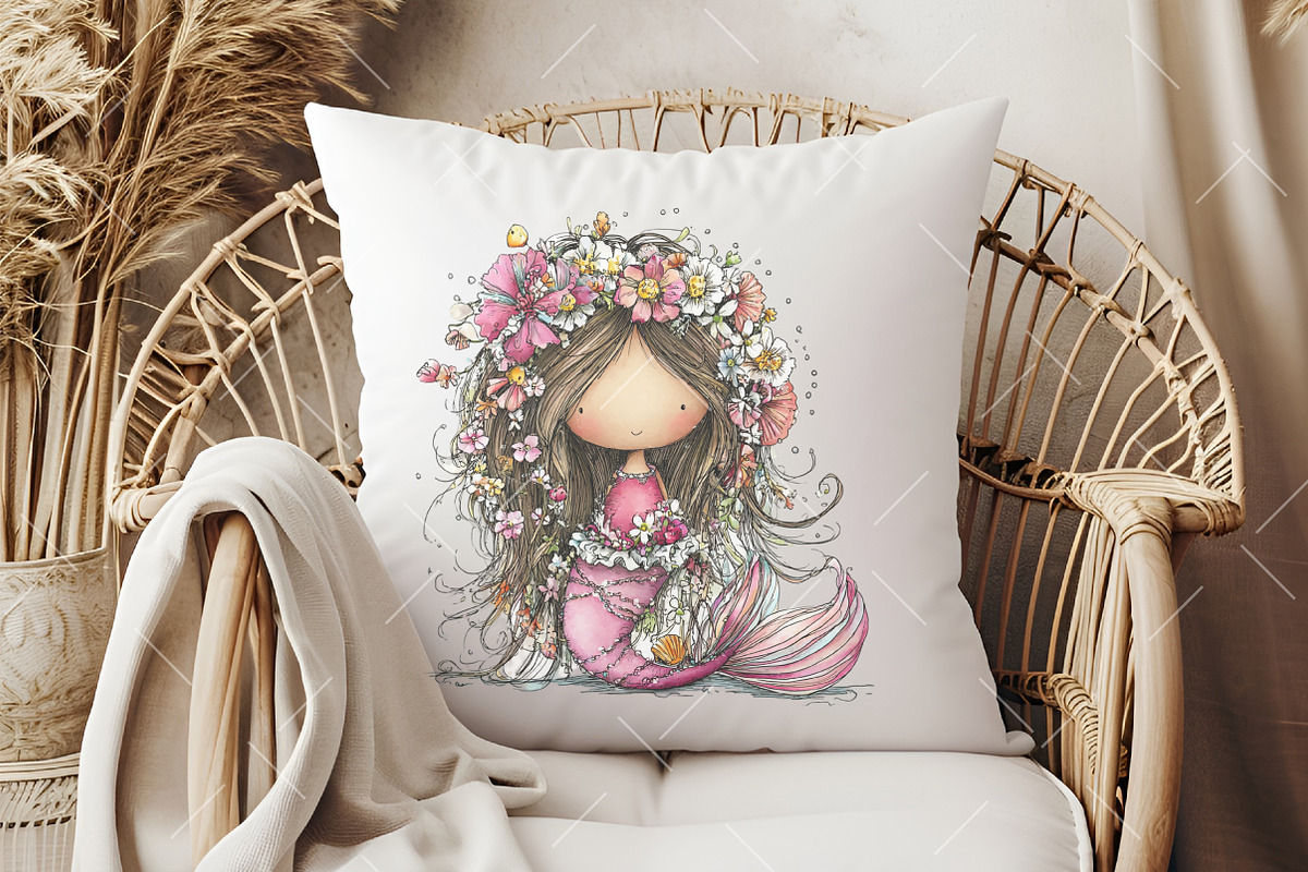 Whimsical Summer Mermaid Clipart, an Illustration by OK Design (Photo 5 of 6)