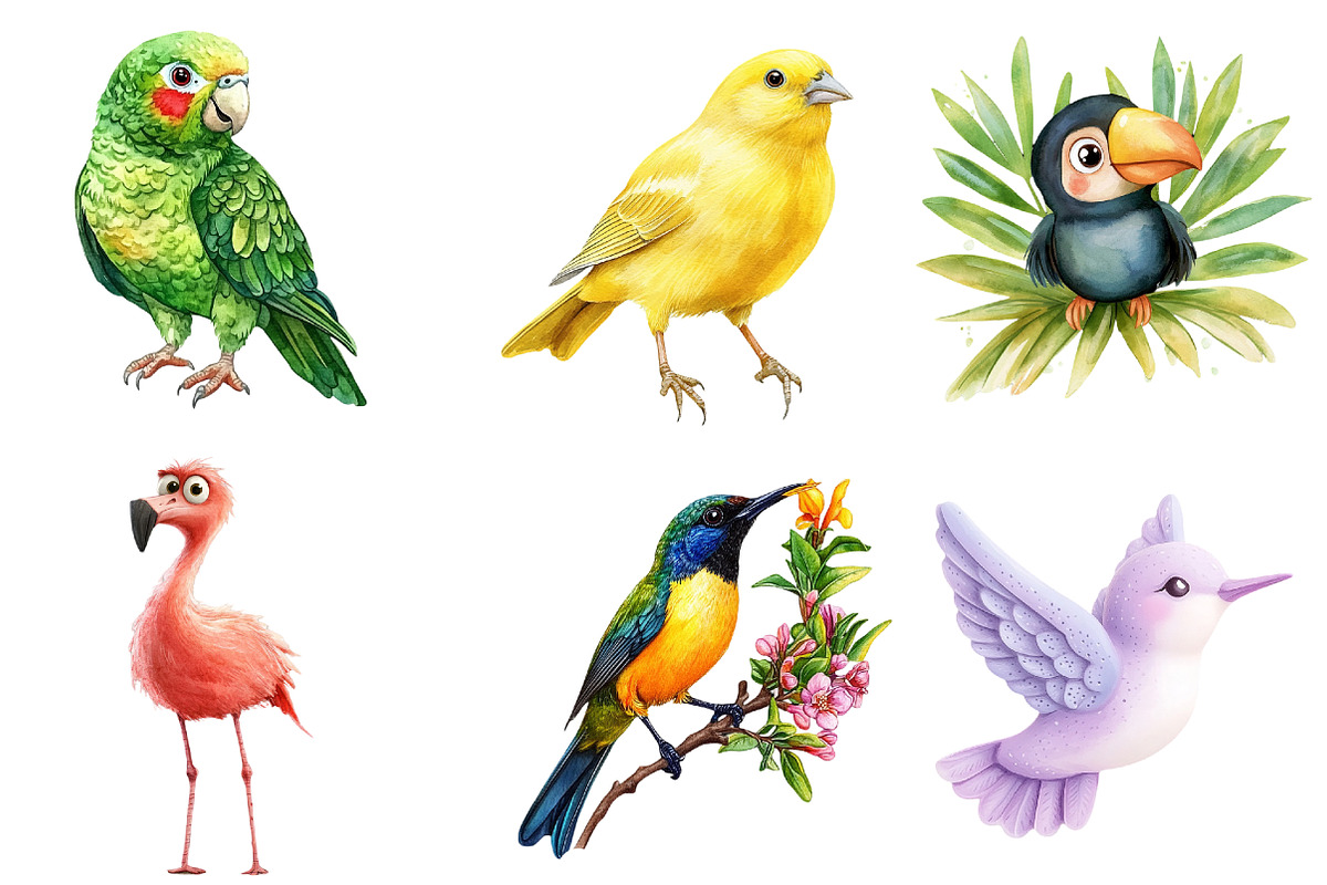 Watercolor Tropical Birds Clipart, an Illustration by Watercolor design (Photo 2 of 4)