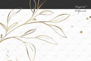 Gold Ink Line Art Botanical Splatter