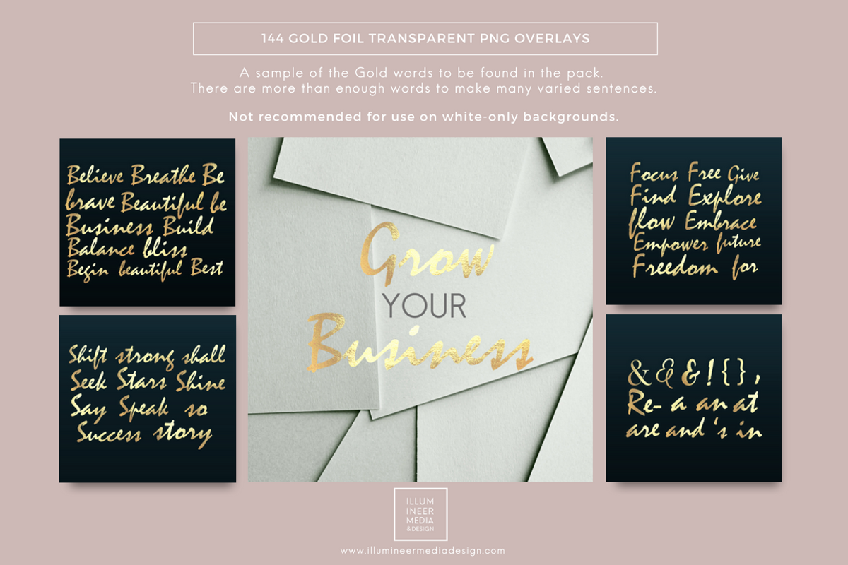 GOLD & SILVER FOIL WORD OVERLAY PACK, an Object Graphic by Illumineer Media & Design (Photo 5 of 12)