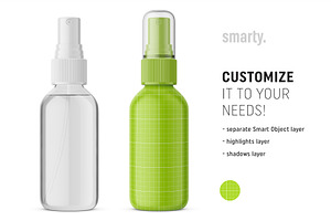 Transparent Spray Bottle Mockup