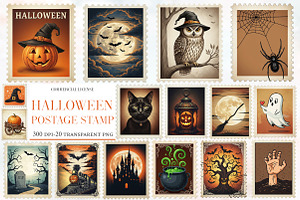 Halloween Postage Stamp Clipart, an Illustration by Designworld