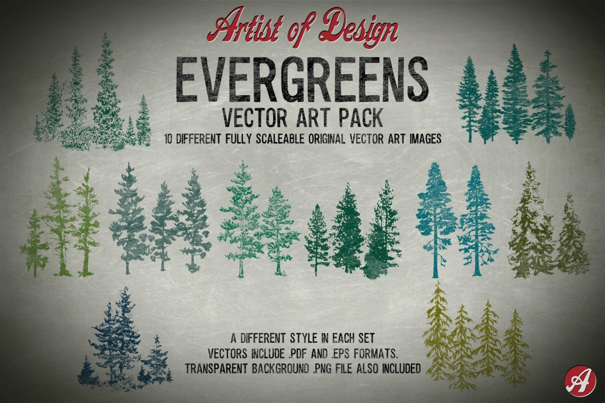 Vector Clip Art Evergreens Pack, an Illustration by Artistofdesign (Photo 1 of 3)