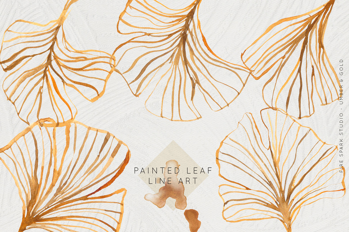 Ginkgo Leaf Watercolor Illustrations, a Seasonal Illustration by Fire Spark Studio (Photo 4 of 8)