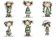 Quirky Holly Girl Clipart, an Illustration by DreamArtGraphic (Thumbnail 4 of 5)