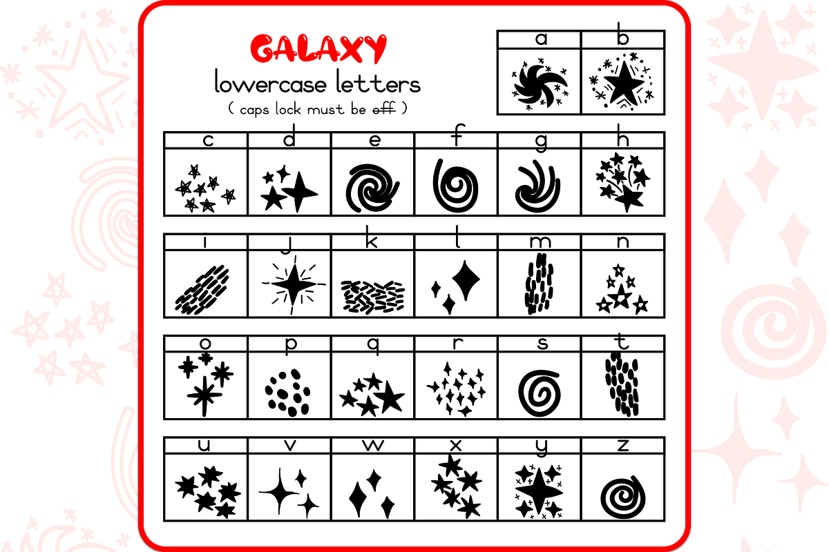 Galaxy Doodles - Dingbats Font, a Symbol Font by WADLEN (Photo 3 of 7)