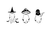 Halloween ghosts vector sketches, a Seasonal Illustration by yabluko_draws (Thumbnail 4 of 5)