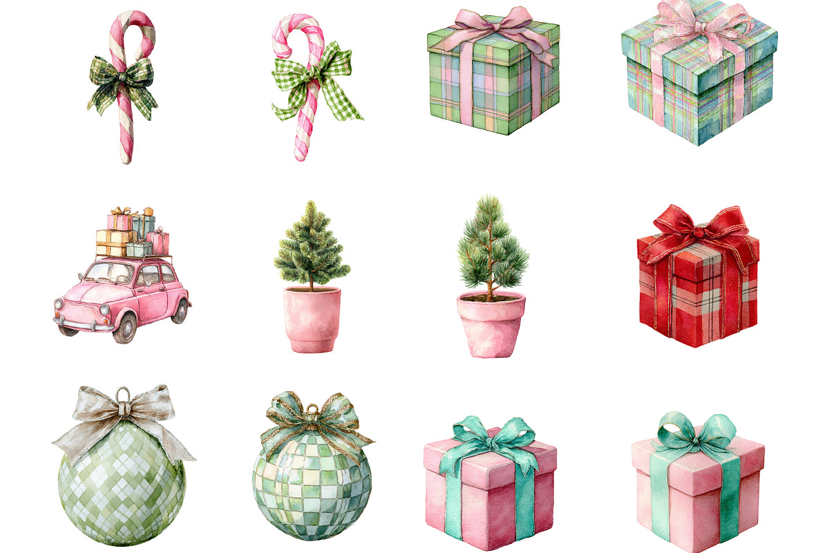 Grandmillenial Pastel Christmas PNG, an Illustration by Designking (Photo 2 of 4)