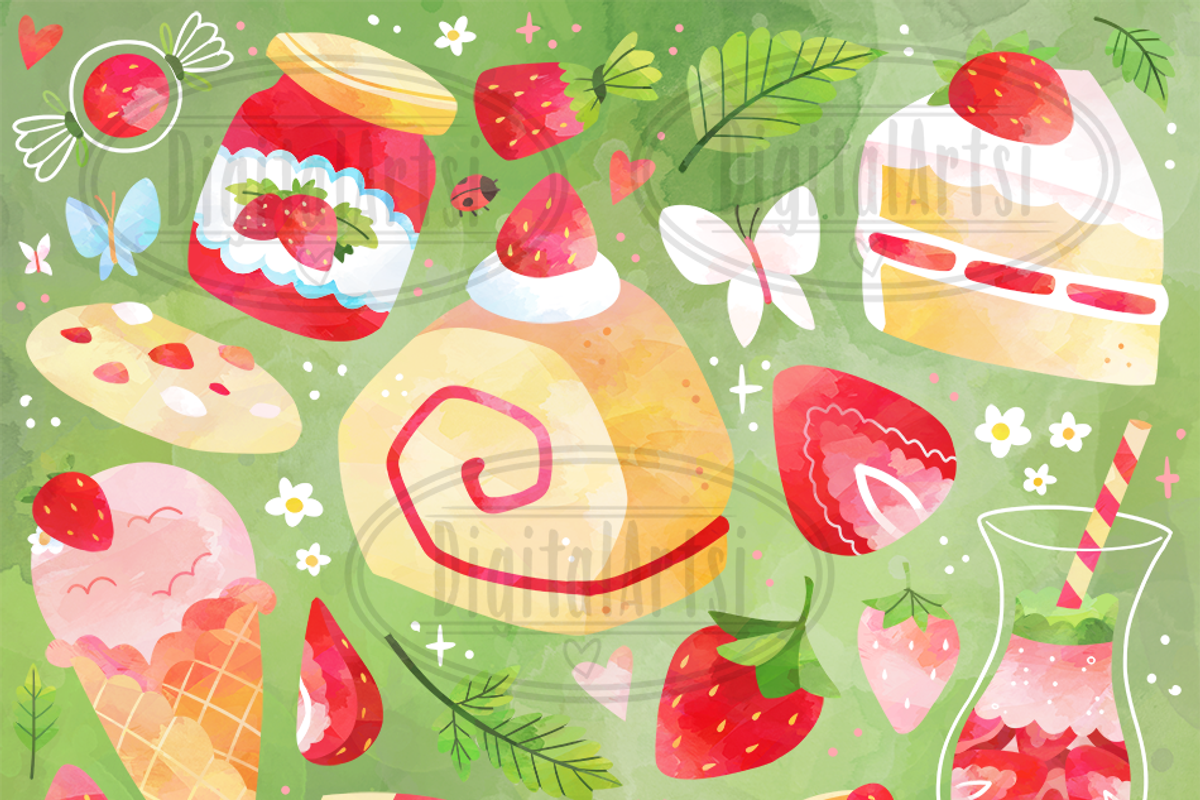 Strawberries Clipart, an Illustration by DigitalArtsi (Photo 2 of 4)