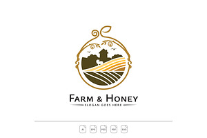 Farm & Honey Logo, a Branding & Logo Template by feydesign